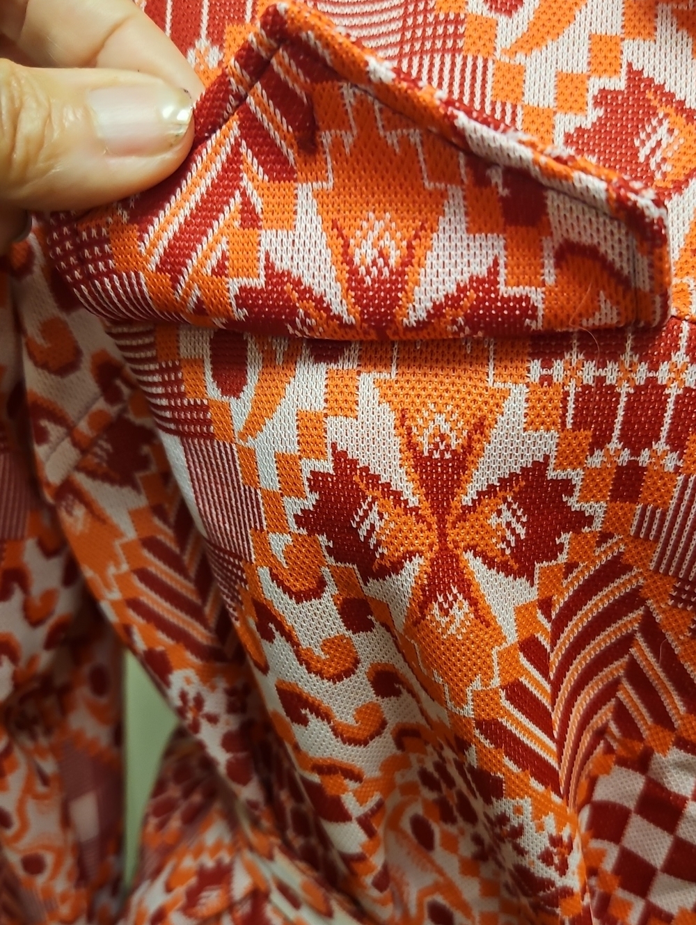 Vtg 70s Belted Blazer Jacket Rhapsody by Glazier Geometric Opt Art Top - Picture 8 of 11
